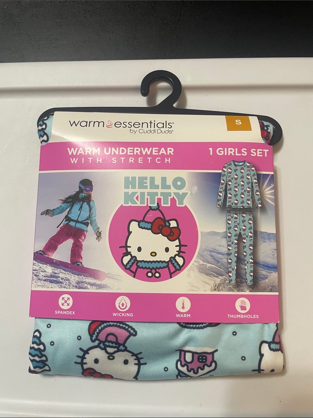 Cuddl Duds Hello Kitty Thermal Set - Light Blue & Pink Accents girls Sz. S NWT